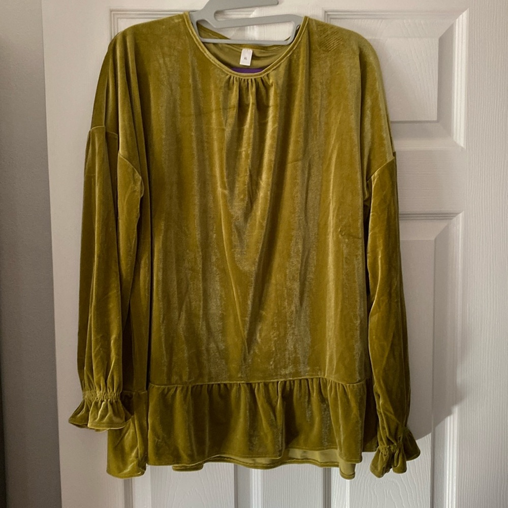Crushed Velvet-feel Peplum Blouse XL NWT